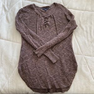 AMERICAN EAGLE Tie scallop bottom sweater